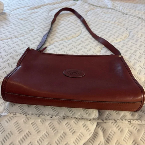 Etienne Aigner Deep Brown Leather Vintage Shoulder Bag Zip Closure Gold Accents - Picture 9 of 12